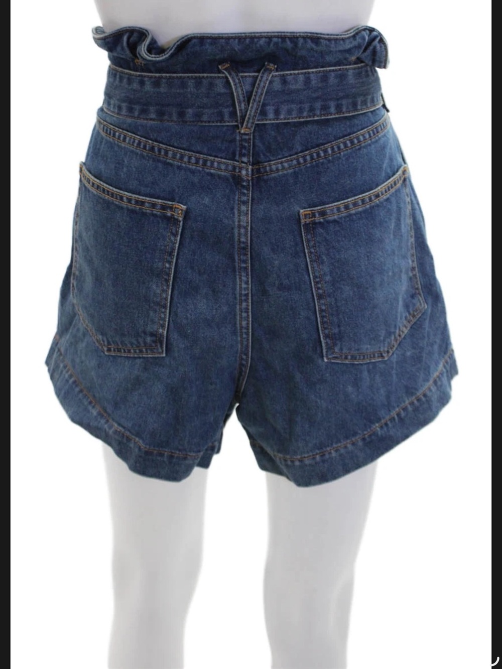 Veronica Beard High-Waist Tie Front Denim Shorts - Blue - Picture 4 of 6